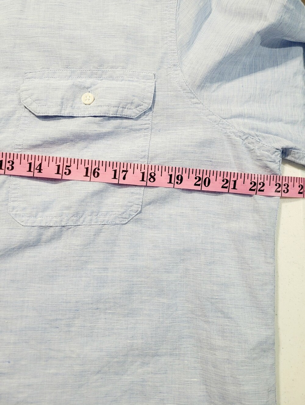 Linen Blend Shirt Women SZ XL Light Blue Button Front Casual Coastal Top Chaps - Picture 10 of 12